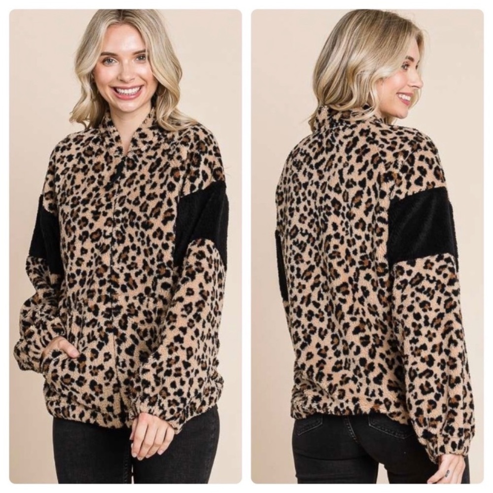 A Girl Thing Leopard Print Jacket with Black Accents